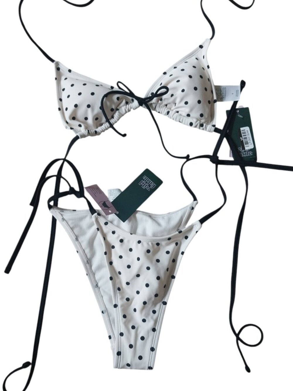 Wild Fable Bikini top and bottom - White/Black Polka Dot - Size Small